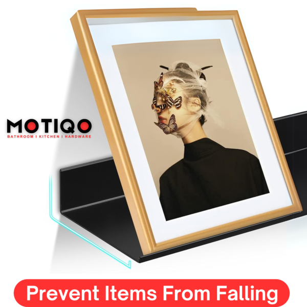 MOTIQO Metal Photo Frame Stand for Wall Mount, Floating Shelf, Shelves, Wall Mounted Floating Shelf Shelves Stand Rack Holder, Living Room (12x5 Inch, Set-1) - Image 6