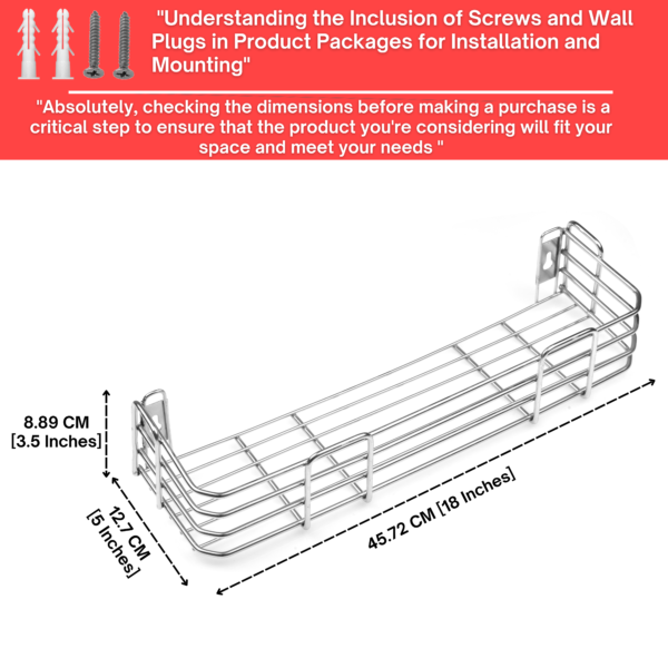 MOTIQO Stainless Steel Bathroom Shelf for Wall, Bathroom Rack, Wall Mount Rack for Kitchen, Bathroom Accessories and Organizer (Silver,18X5 Inches) Set-1 - Image 3