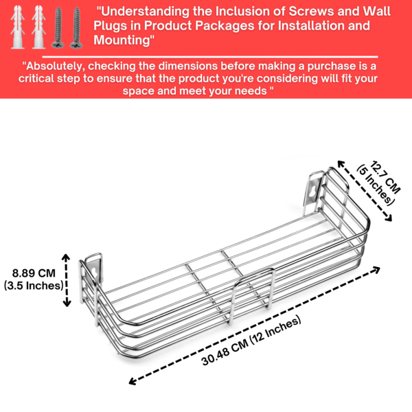 MOTIQO Stainless Steel Bathroom Shelf for Wall, Bathroom Rack, Wall Mount Rack for Kitchen, Bathroom Accessories and Organizer (Silver,12X5 Inches) Set-1 - Image 6