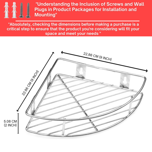 MOTIQO Stainless Steel Bathroom Corner Shelf for Wall, Bathroom Rack, Wall Mount Rack for Kitchen, Bathroom Accessories and Organizer (Silver,9X9 Inches) Set-1 - Image 2