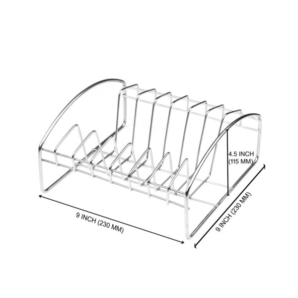 MOTIQO Stainless Steel Plate Rack, Kitchen Rack, Plate Holder Stand for Kitchen, Lid Holder, Utensil Rack for Kitchen, Plate Stand for Kitchen Cabinet, Chrome, Silver (For-8 Plate) - Image 4