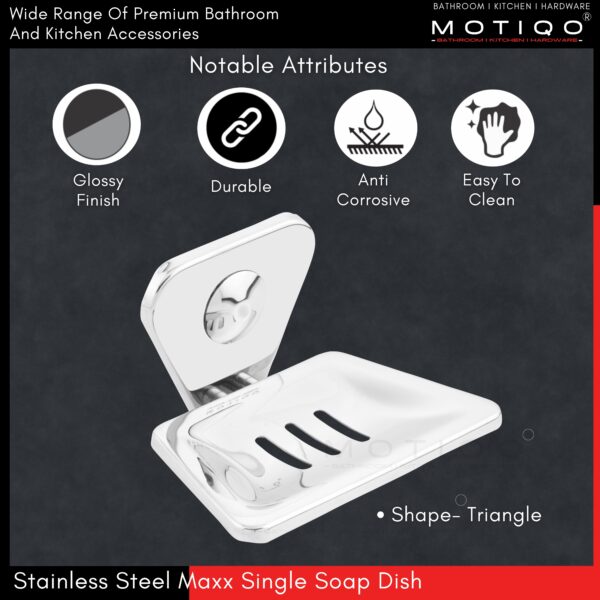 MOTIQO Stainless Steel Maxx Soap Holder for Bathroom & Kitchen, Wall Mounted Bath Soap Holders & Dispensers, Dish, Tumbler, Case, Bathroom Accessories - Image 2