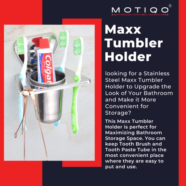 MOTIQO Stainless Steel Maxx Toothbrush Holder/Stand and Toothpaste Holder Bathroom Accessories - Image 7