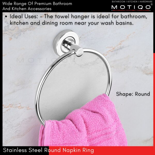 Motiqo Stainless Steel Towel Ring for Bathroom, Napkin Ring for Wash Basin, Towel Holder, Napkin Holder, Towel Hanger, Bathroom Aessories (Round Shape) - Image 7