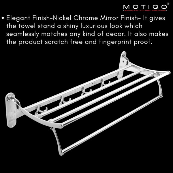 MOTIQO Classic Stainless Steel Folding Towel Rack for Bathroom, Towel Stand, Hanger, Bathroom Accessories(24 Inch) - Image 3