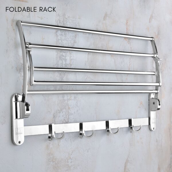 MOTIQO Classic Stainless Steel Folding Towel Rack for Bathroom, Towel Stand, Hanger, Bathroom Accessories(24 Inch) - Image 5