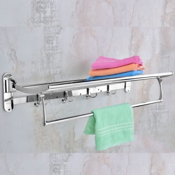 MOTIQO Classic Stainless Steel Folding Towel Rack for Bathroom, Towel Stand, Hanger, Bathroom Accessories(18 Inch)