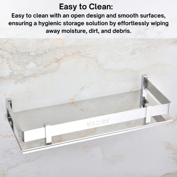 MOTIQO Stainless Steel Bathroom Organiser, Bathroom Shelves, Rack and Shelf, Chrome Mirror Finish (15x5 Inches, Pack-2) - Image 6