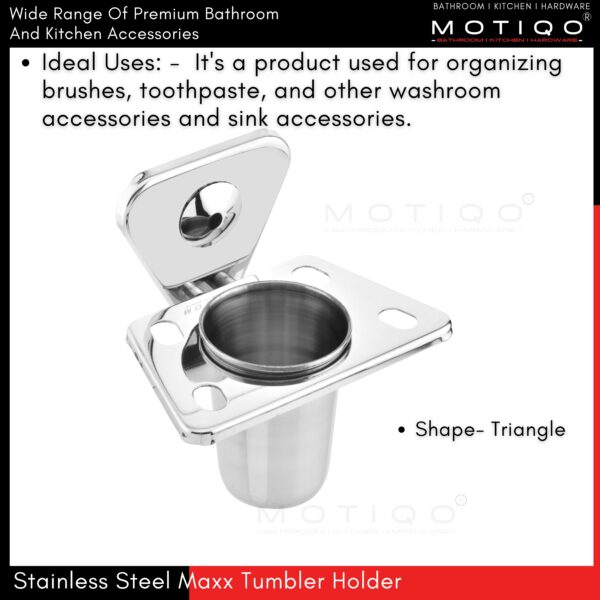 MOTIQO Stainless Steel Maxx Toothbrush Holder/Stand and Toothpaste Holder Bathroom Accessories - Image 6