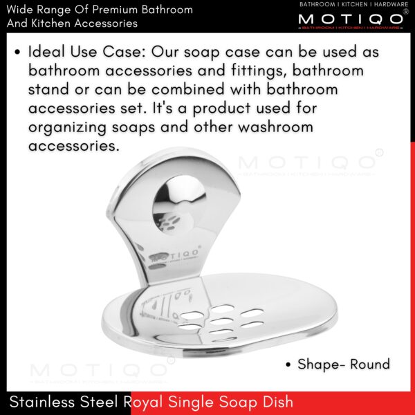 MOTIQO Stainless Steel Bathroom Soap Holder, Soap Stand, Soap Dish for Bathroom, Bathroom Accessories, Chrome Finish (Royal) - Image 4