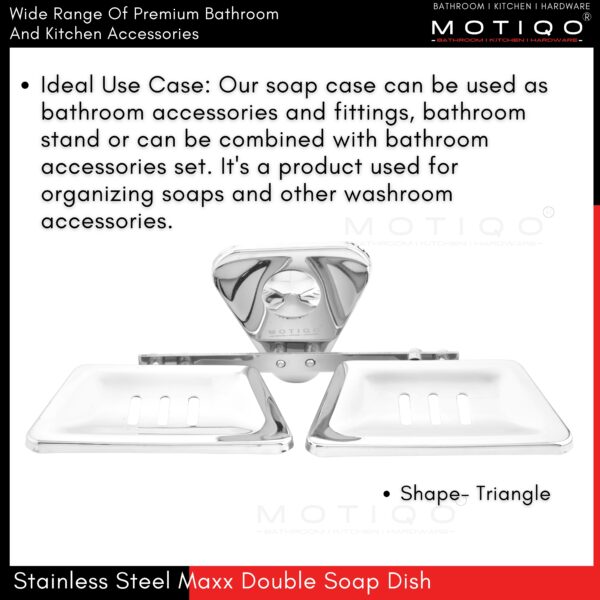 MOTIQO Stainless Steel Maxx Double Soap Holder for Bathroom, Soap Stands for Bathroom Wall/Soap Tray for Bath Dish Bathroom Accessories and Fittings Rust Free - Image 4