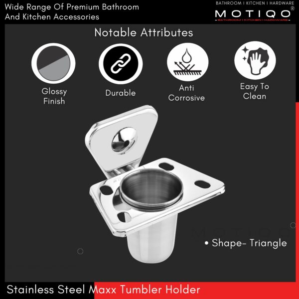 MOTIQO Stainless Steel Maxx Toothbrush Holder/Stand and Toothpaste Holder Bathroom Accessories - Image 5