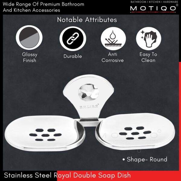 MOTIQO Stainless Steel Bathroom Soap Holder, Soap Stand, Soap Dish for Bathroom, Bathroom Accessories Chrome Finish (Royal) - Image 5